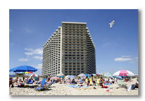 The Sea Watch is the largest condo in Ocean City with loads of amenities
 including the largest game room on the beach and its own movie theater free to
 guests.  